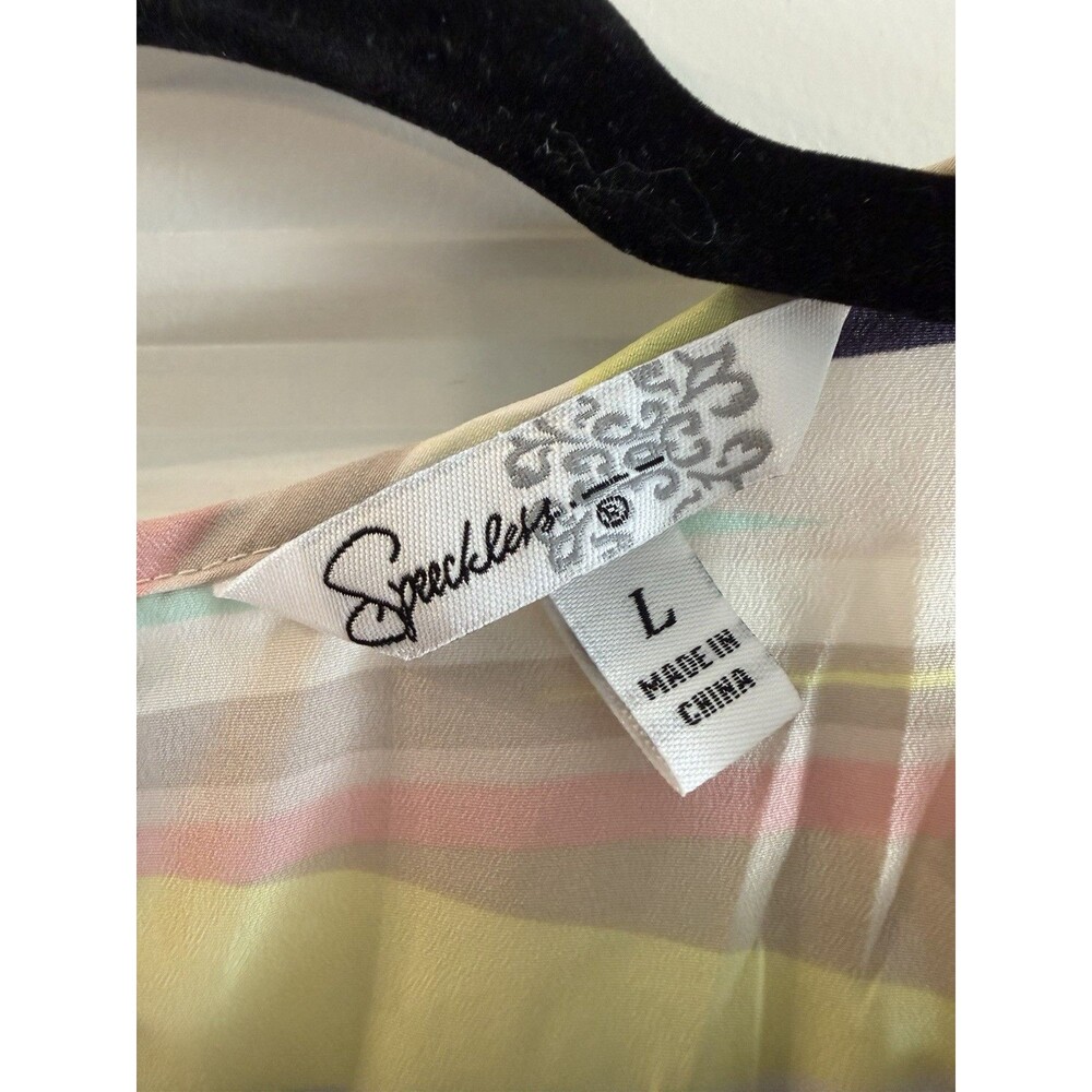 Speechless Women's Multicolor Striped Shift Dress Round Neck Sleeveless Short L - Picture 3 of 8